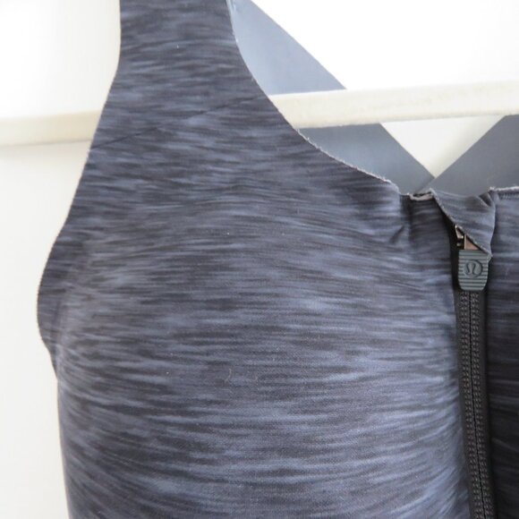 LULULEMON Enlite Bra Zip Front High Support Static Rain Dark Cast Black Size 32E - Picture 6 of 12